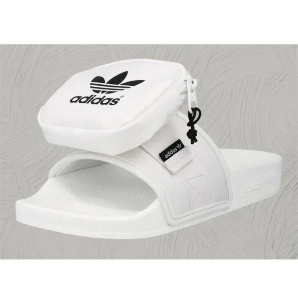 Adidas Pouchylette Slides Shoes White Black Womens Size 8 Rubber Jimmy Jazz New - Picture 3 of 11